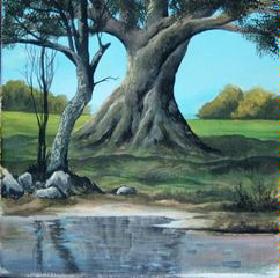 am Fluss Acryl auf Leinwand 300x300mm 2005